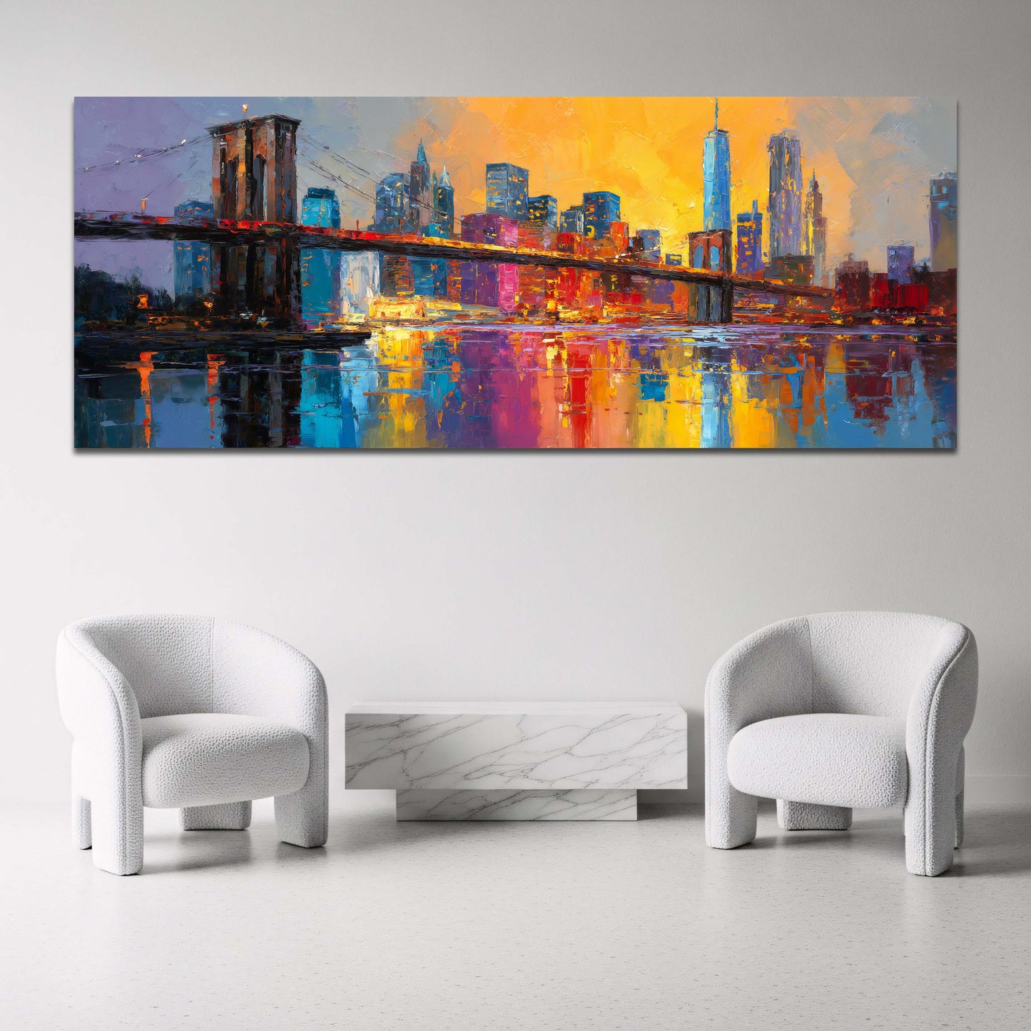 Brooklyn Bridge Skyline bunt Panorama Wandbild