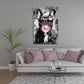 Bulldogge mit Herzbrille und rosa Kaugummiblase Wandbild