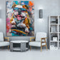 Buntes Hunde Wandbild im Hochformat im Kinderzimmer