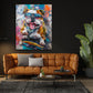 Detailansicht Bulldoggen Wandbild mit Sonnenbrille und Halstuch