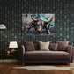Bulle Street Art Wandbild über dem Sofa im Wohnzimmer