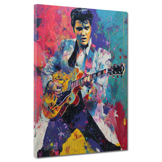 Bunt Musiker Elvis Porträt Rock n Roll Ikone Wandbild