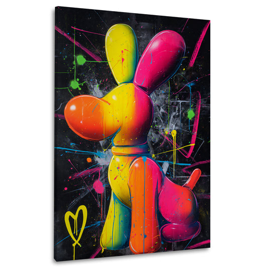 Bunter Hund Ballonfigur abstrakt Splash Design Wandbild