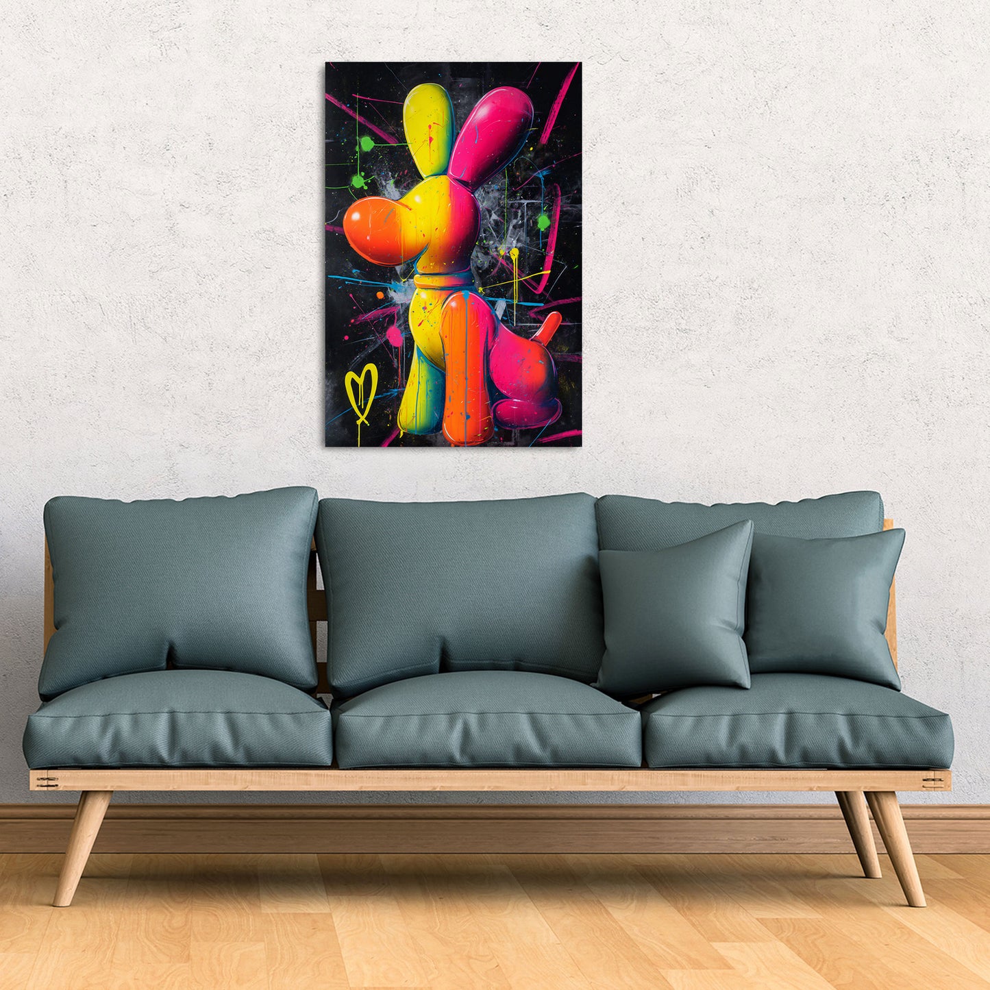 Bunter Hund Ballonfigur abstrakt Splash Design Wandbild