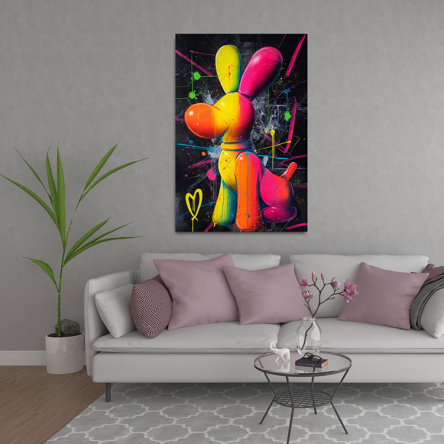 Bunter Hund Ballonfigur abstrakt Splash Design Wandbild