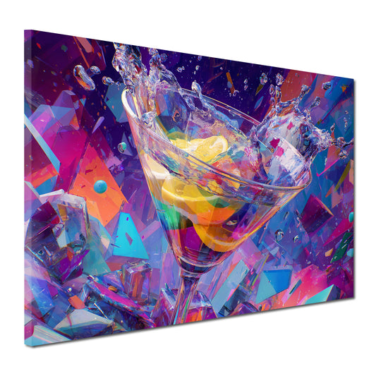 Buntes Glas Zitronen Explosion Eiswürfel Getränk Wandbild