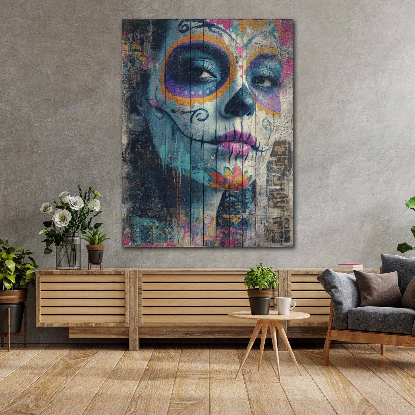 Calavera Make-up Mexiko Farben Gesicht Wandbild