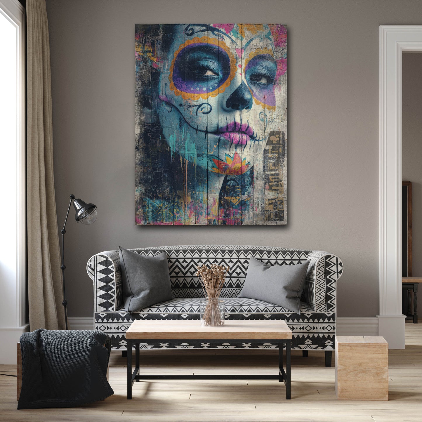 Calavera Make-up Mexiko Farben Gesicht Wandbild