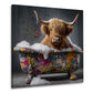 Charmante Highland Kuh in Street Art Badewanne Wandbild