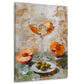 Elegantes Wandbild mit Cocktailglas, Eis und Oliven