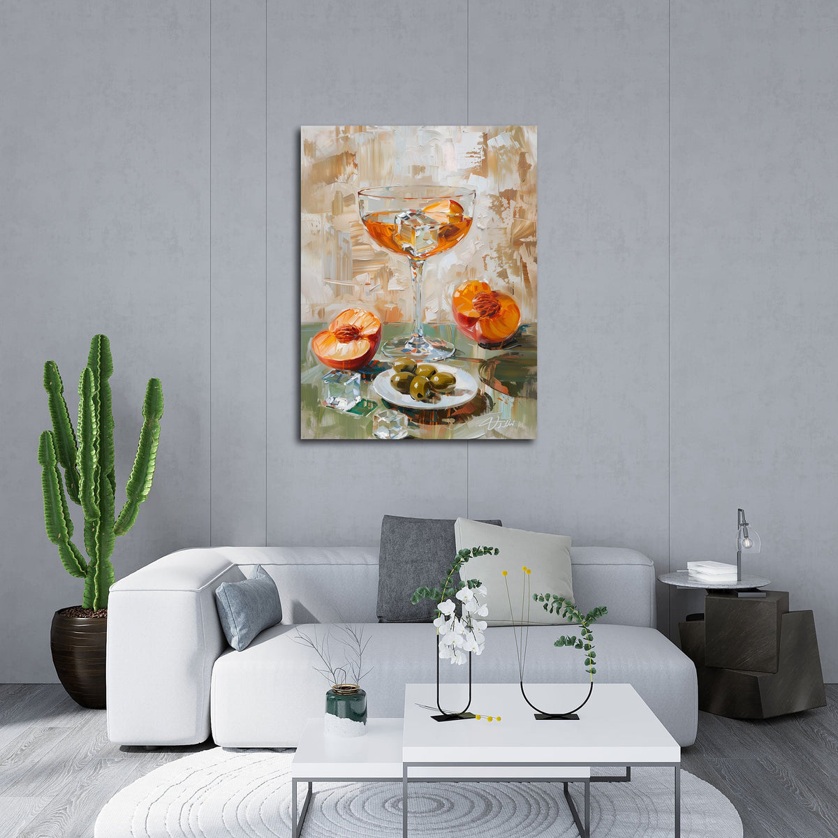 Stillleben Wandbild als stilvoller Akzent in der Bar-Ecke