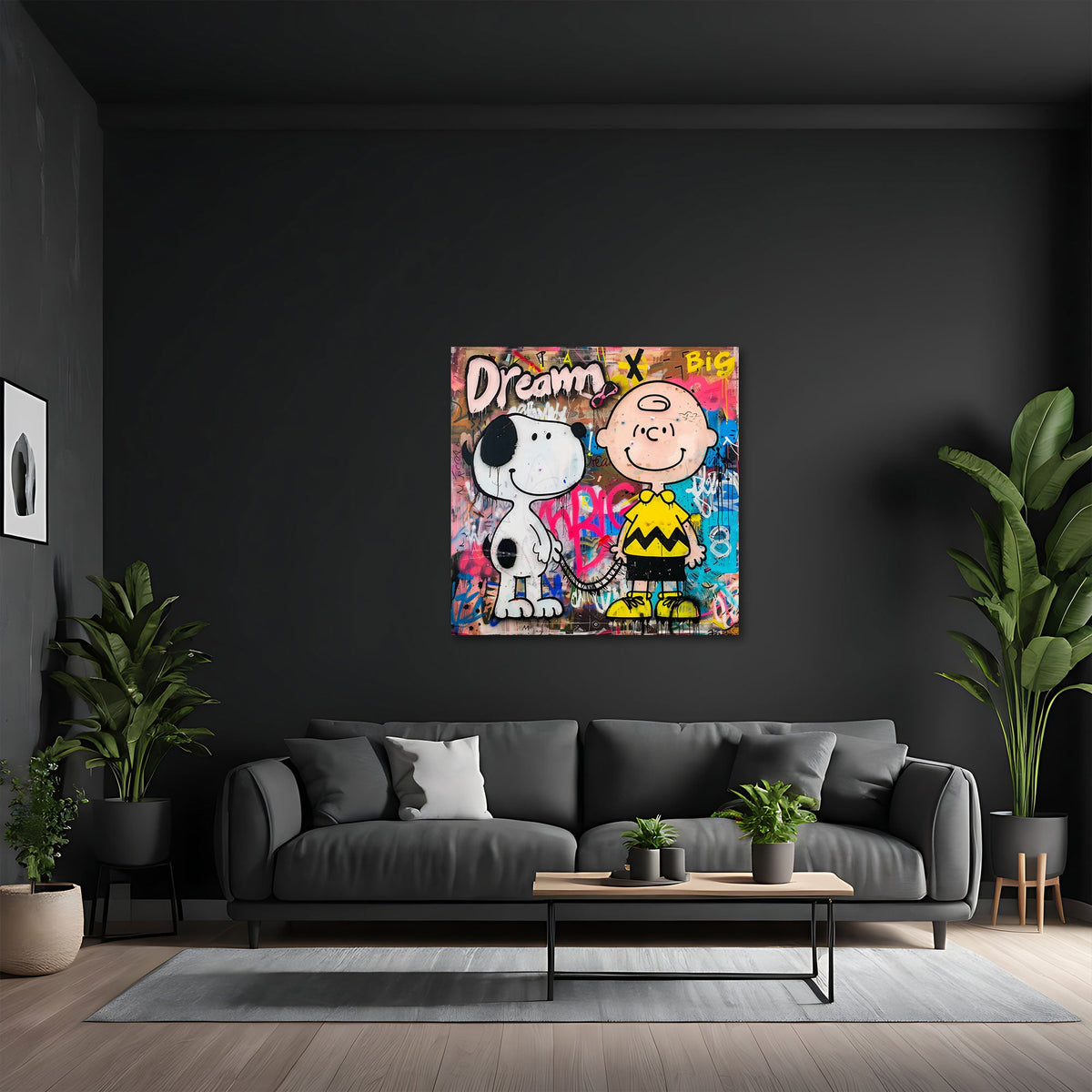 Buntes Comic Wandbild im Quadrat im Kinderzimmer