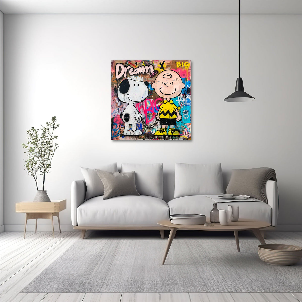 Detailansicht Comic Wandbild mit Graffiti und Dream Big Schriftzug