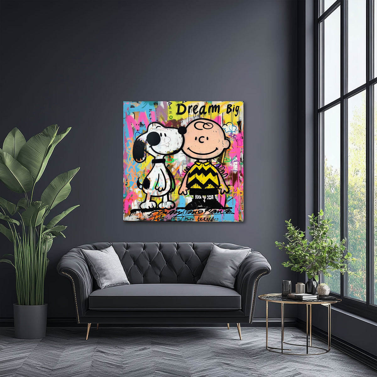 Buntes Comic Wandbild im Quadrat im Kinderzimmer