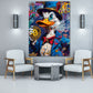 Comic Ente mit Bitcoin in Pop Art Finanzen Erfolg Wandbild