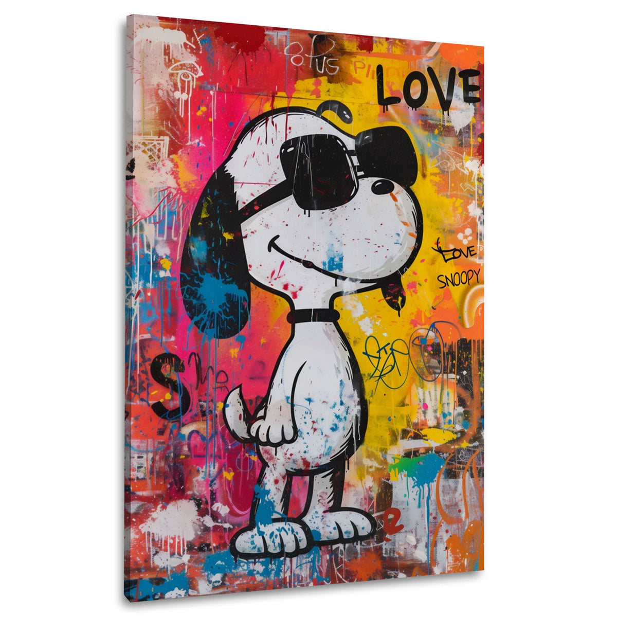 Wandbild cooler Comic Beagle mit Sonnenbrille vor Graffitiwand