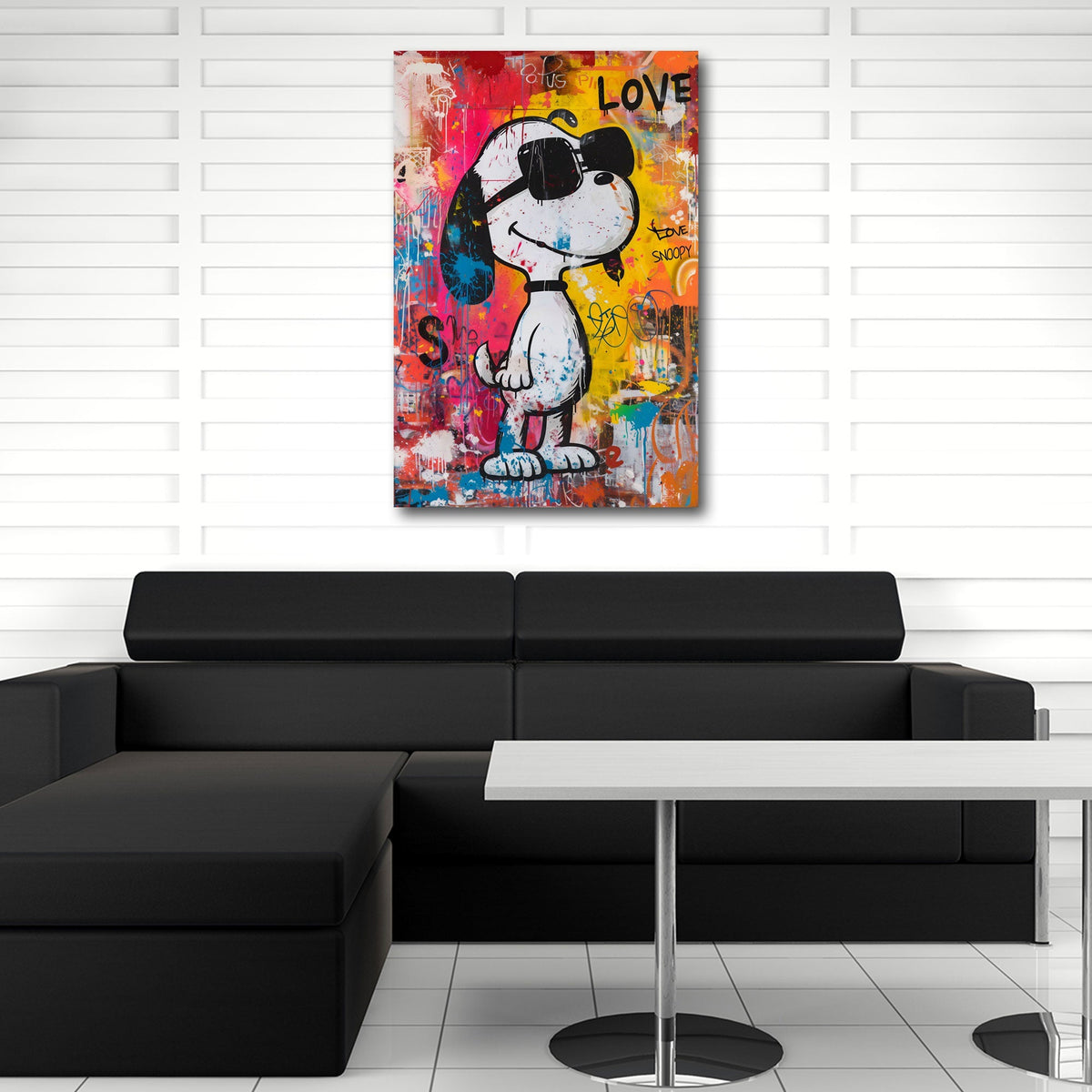 Buntes Comic Hunde Wandbild im Hochformat im Kinderzimmer