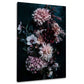 Wandbild Dahlien und Orchideen in Rosa und Lila auf Schwarz