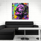 Detailansicht Pop Art Wandbild mit Schnurrbart und Neonfarben