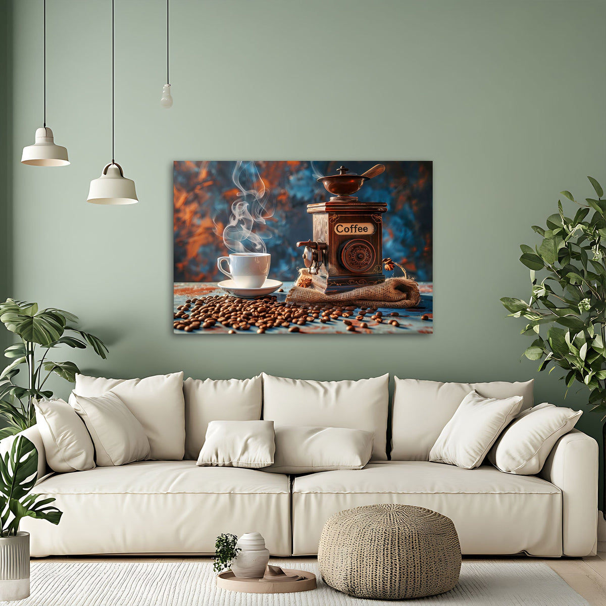 Nostalgisches Kaffeemotiv als Wandbild im Esszimmer