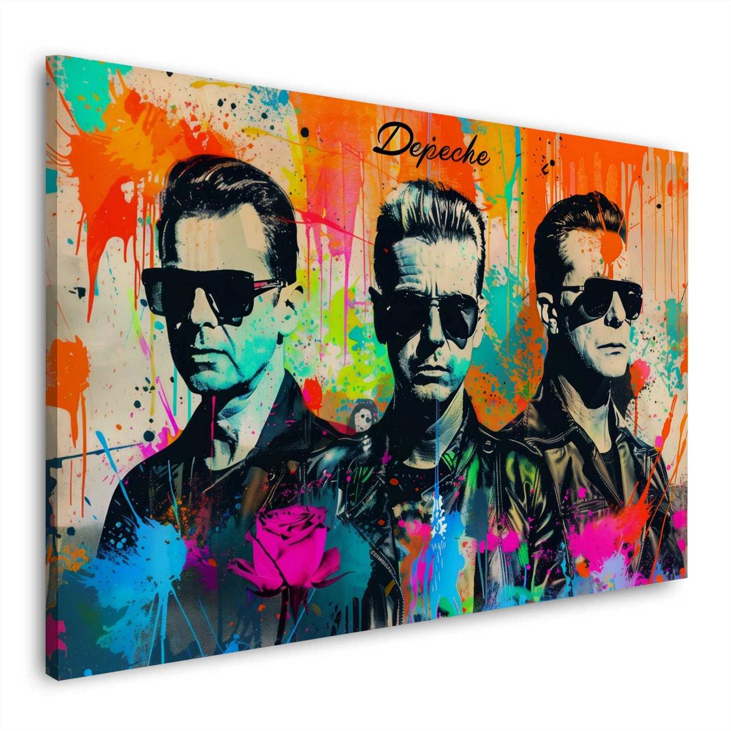 Depeche Mode Pop Art Männer Porträt mit Rose Wandbild
