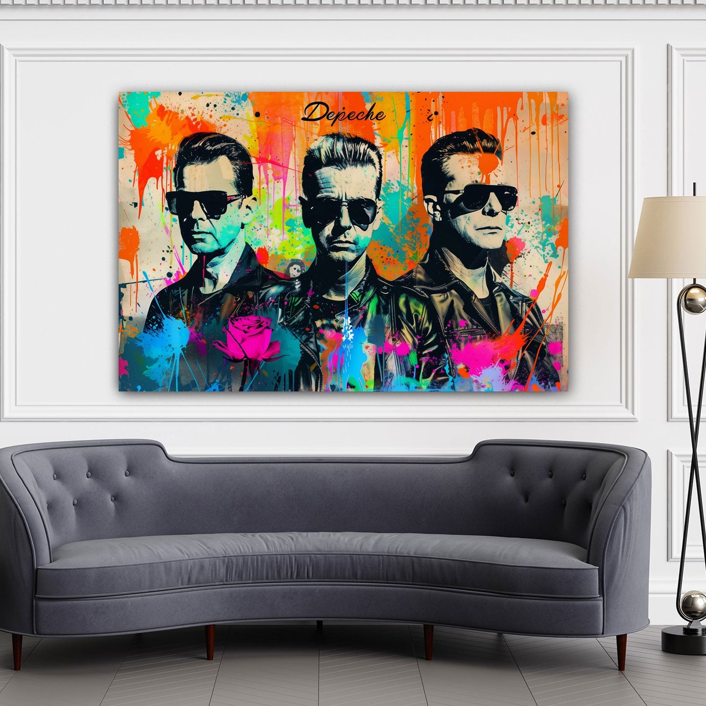 Depeche Mode Pop Art Männer Porträt mit Rose Wandbild
