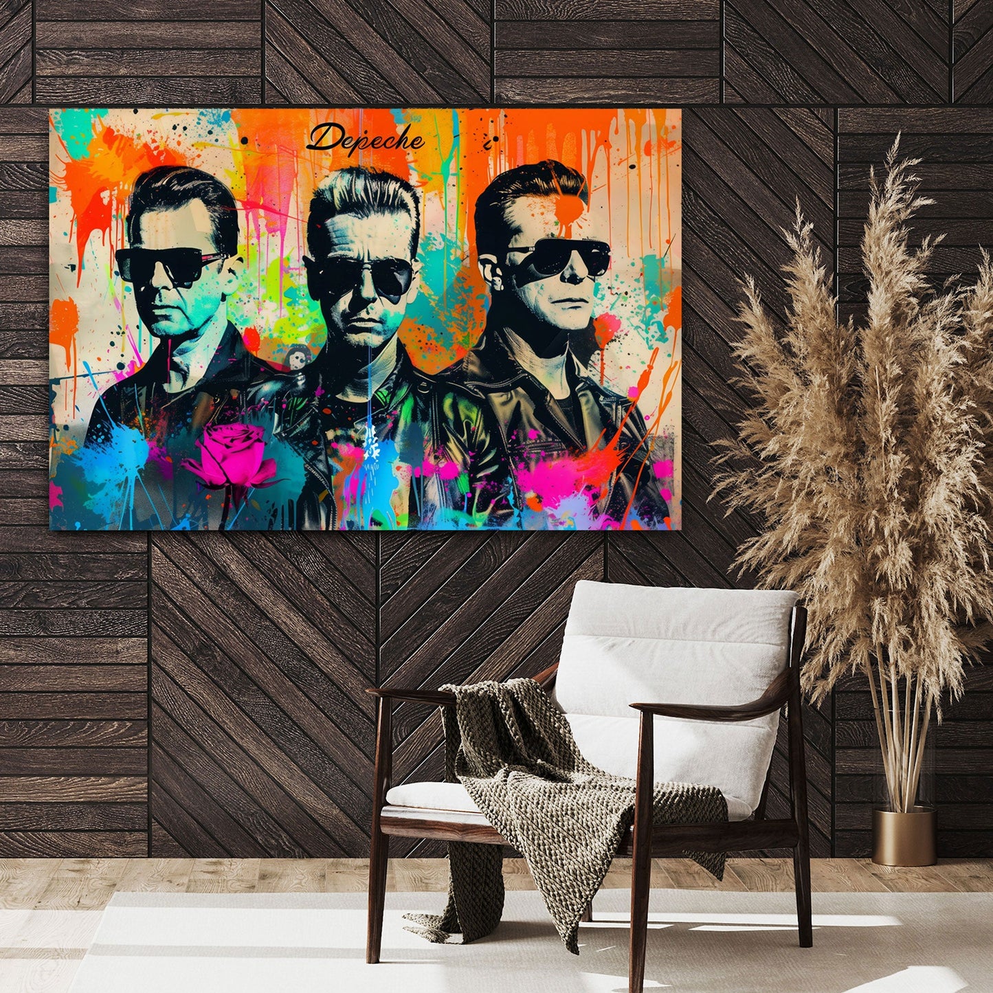 Depeche Mode Pop Art Männer Porträt mit Rose Wandbild