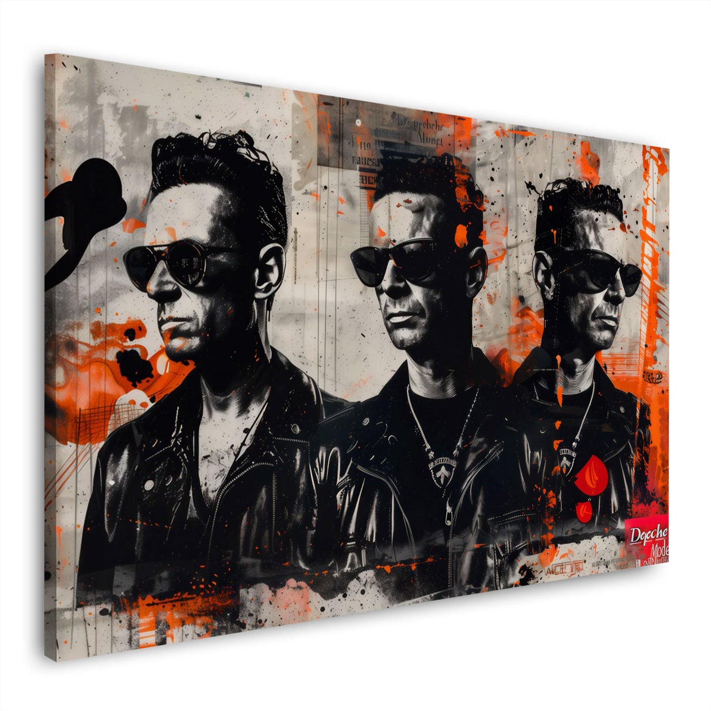 Depeche Stil Männer Porträt schwarz orange Wandbild