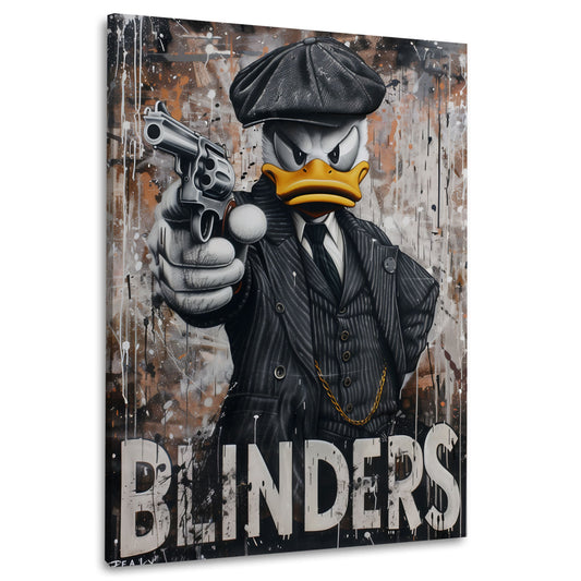 Donald als Gangster mit Revolver im Graffiti-Stil Wandbild