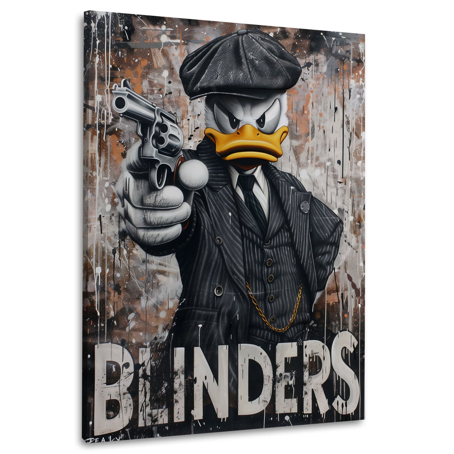 Donald Duck Peaky Blinders Graffiti in Öl Wandbild