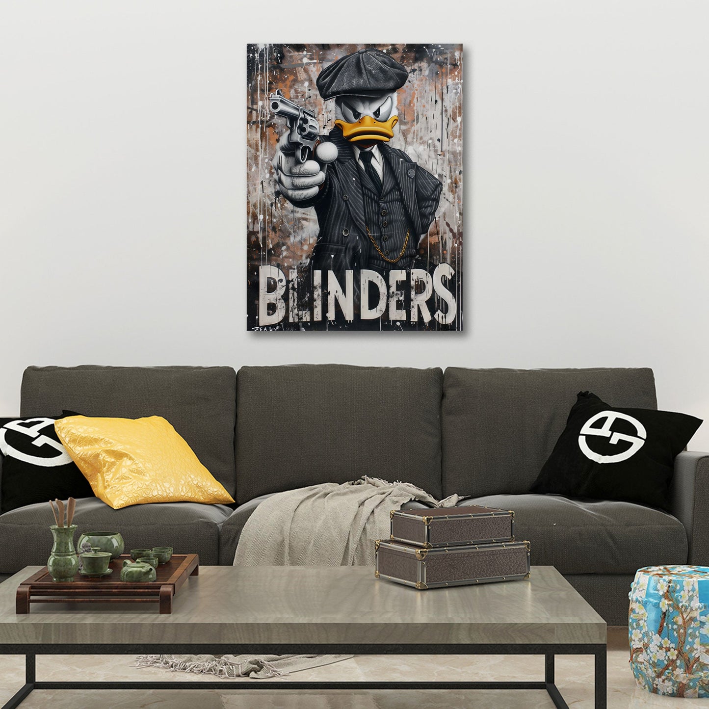 Donald Duck Peaky Blinders Graffiti in Öl Wandbild