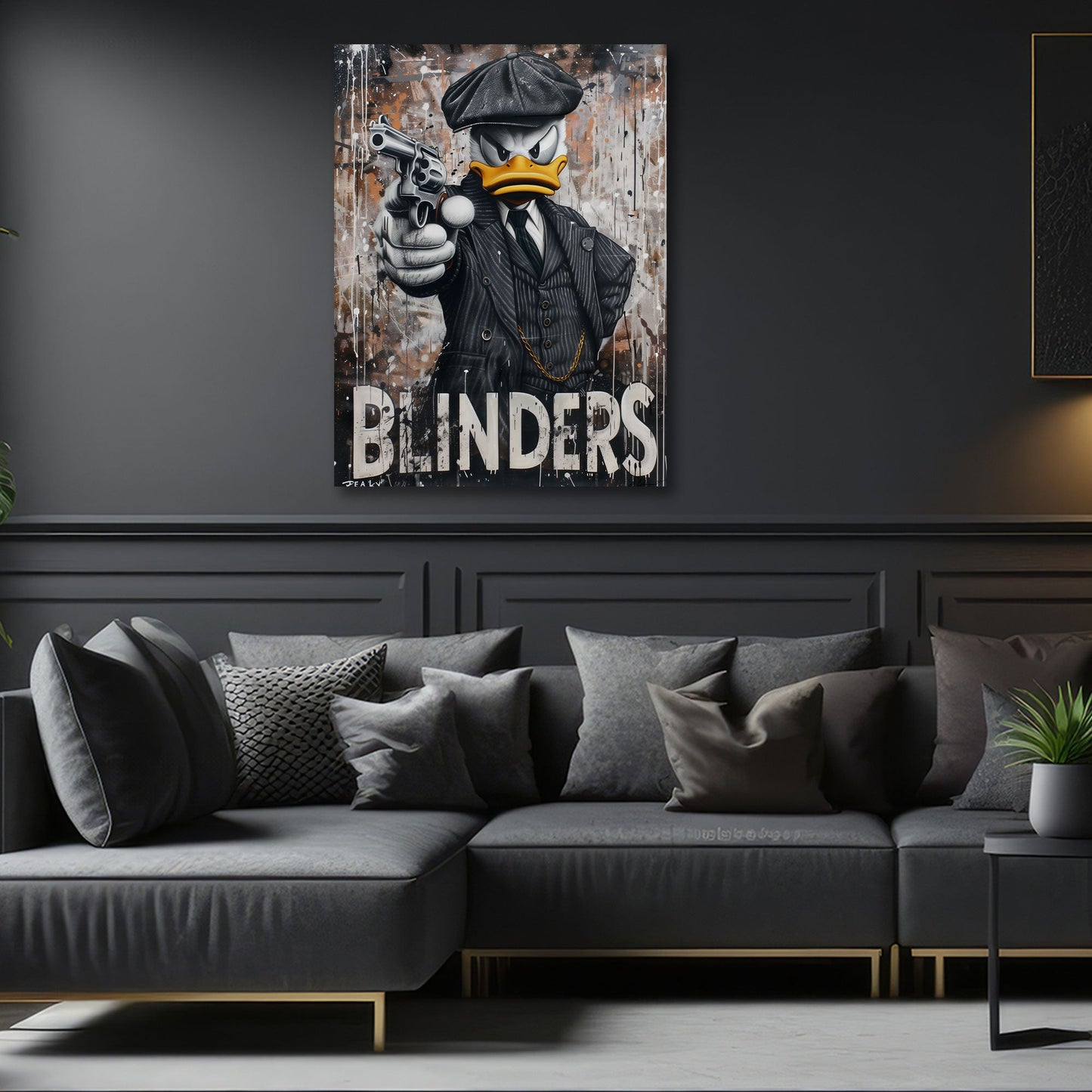 Donald Duck Peaky Blinders Graffiti in Öl Wandbild
