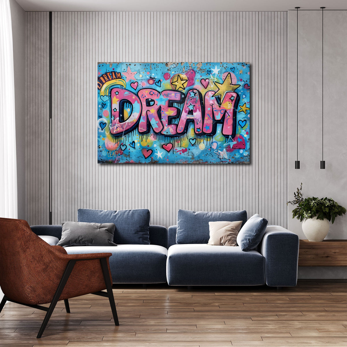 Buntes Street-Art-Wandbild im Jugendzimmer