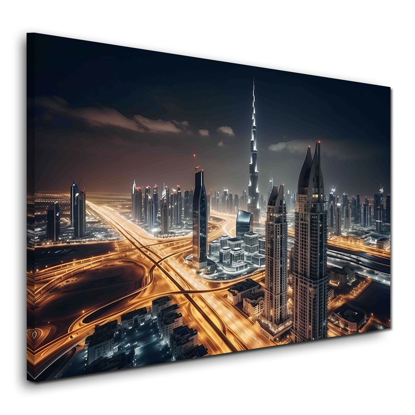 Dubai Burj Khalifa moderne Stadt mit Nachtlichtern Wandbild