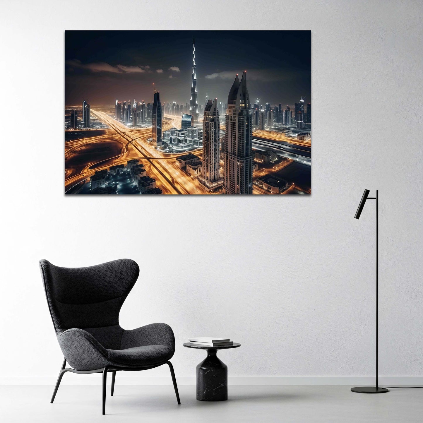 Dubai Burj Khalifa moderne Stadt mit Nachtlichtern Wandbild