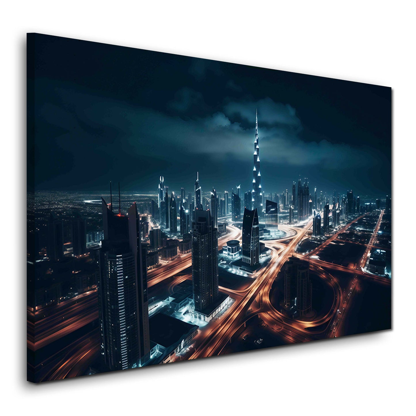 Dubai Burj Khalifa Stadt bei Nacht Wandbild