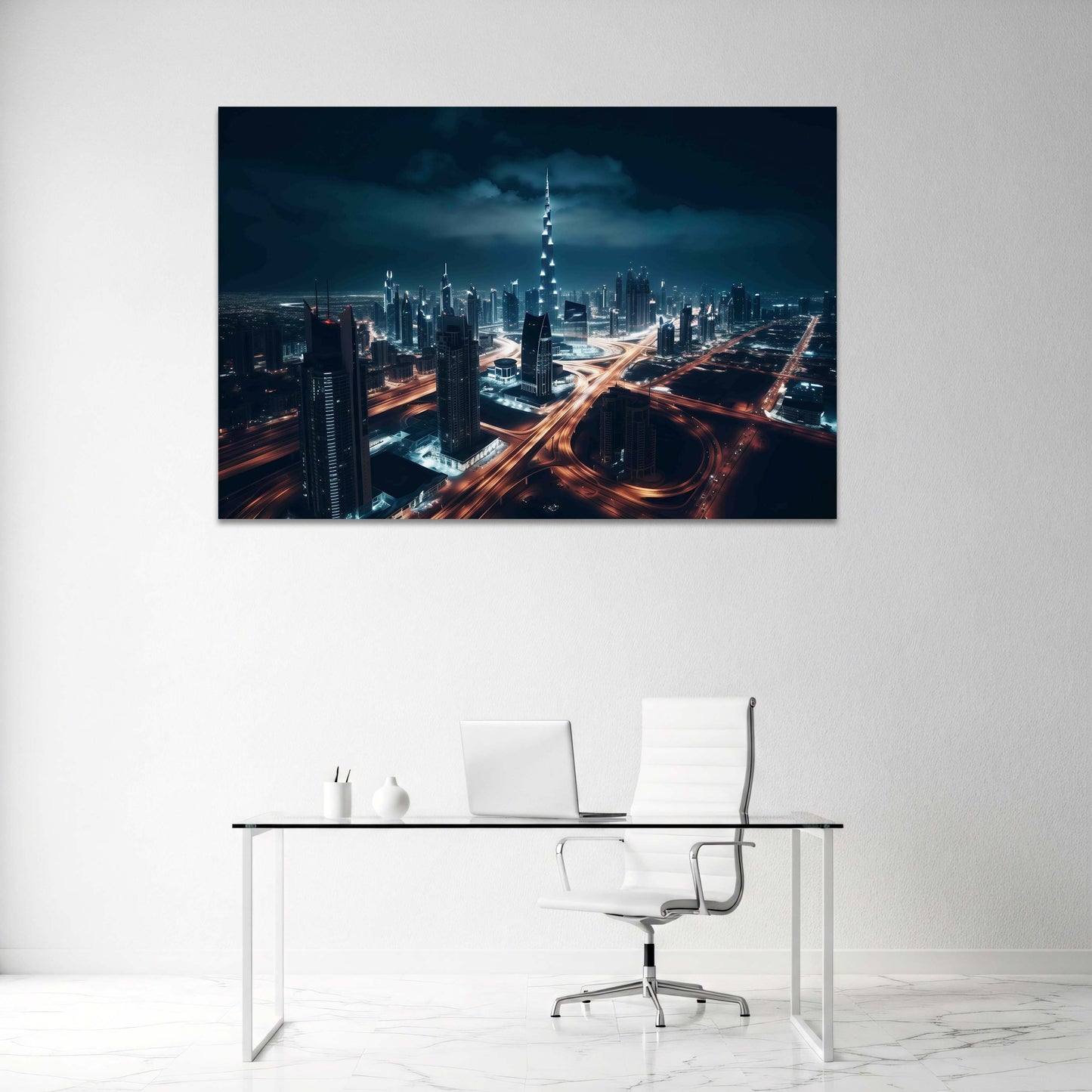 Dubai Burj Khalifa Stadt bei Nacht Wandbild