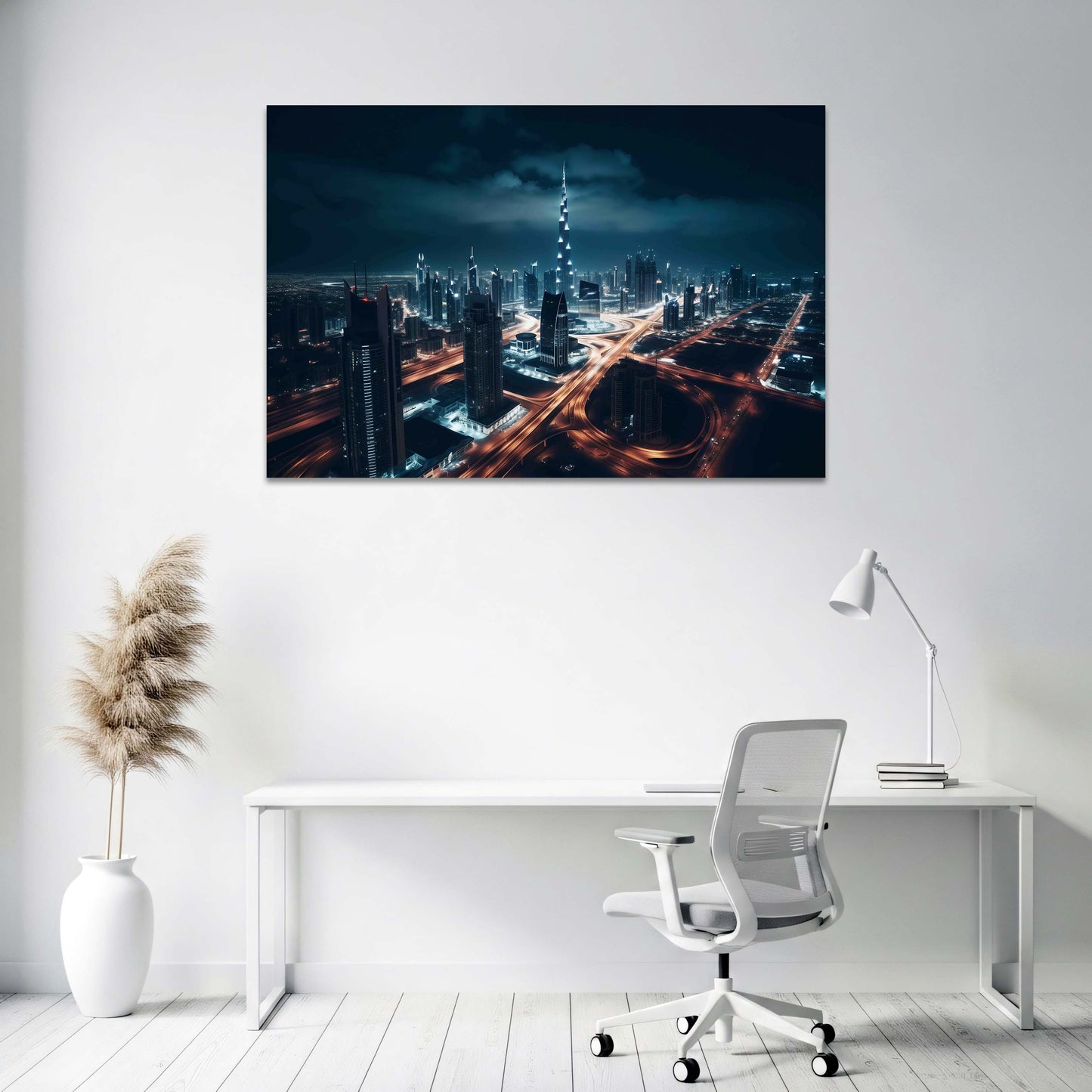 Dubai Burj Khalifa Stadt bei Nacht Wandbild