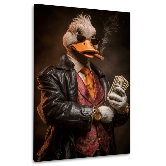 Duck als Gangster mit Reichtum Dollar Motivation Wandbild