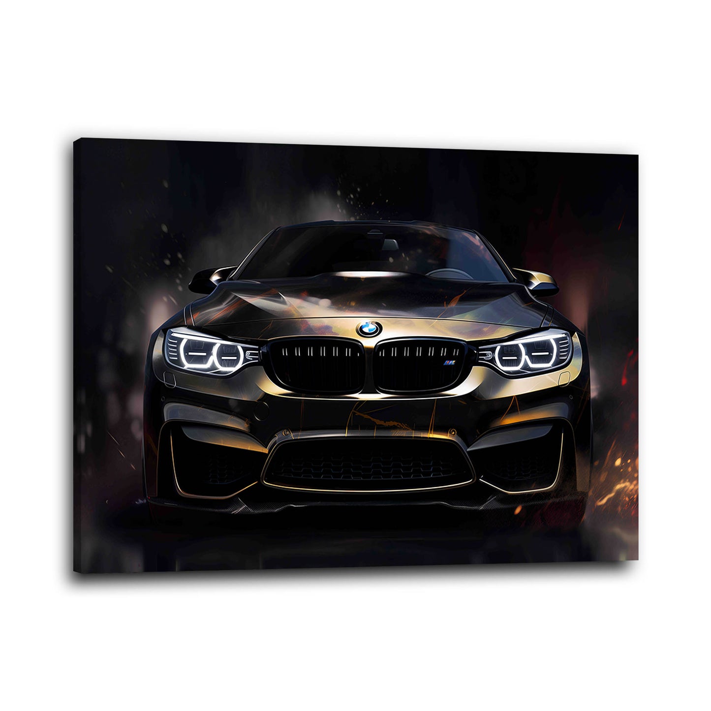 Dunkles Auto BMW mit Lichteffekten Power Look Wandbild
