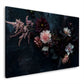 Wandbild dunkles Blumenarrangement mit Dahlien und Orchideen