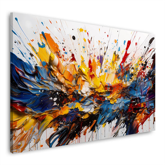 Dynamisches Farbspiel Pop Art auf Weiß Wandbild