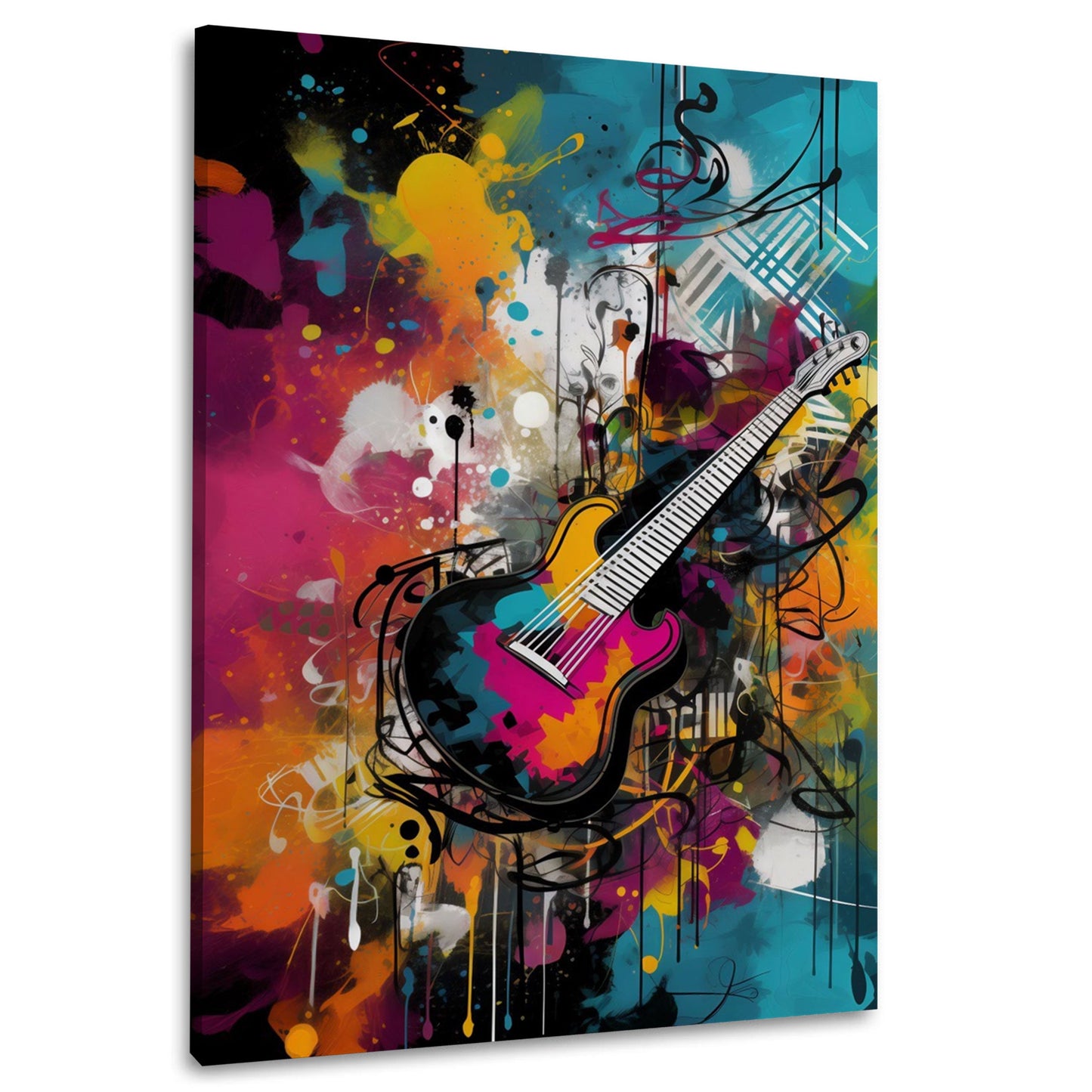 E-Gitarre im bunten Graffiti Street Art Stil Wandbild