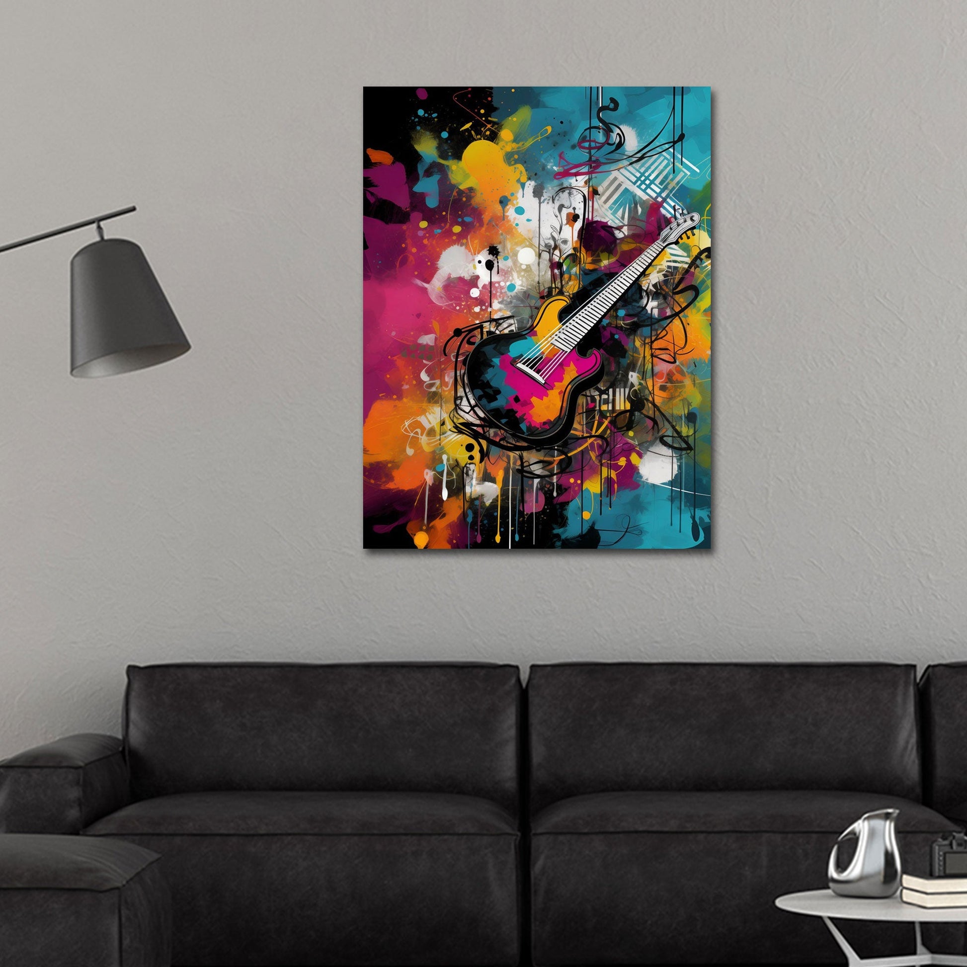 E-Gitarre im bunten Graffiti Street Art Stil Wandbild