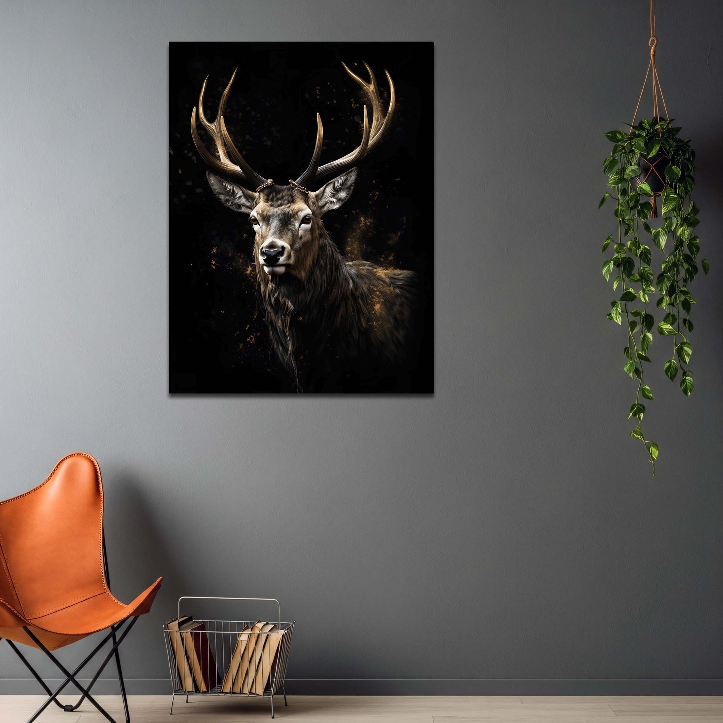 Edler Hirsch auf dunklem Grund Wandbild