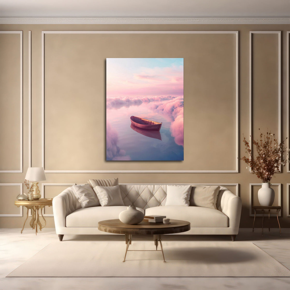 Pastellfarbenes Boot Wandbild als ruhiger Akzent im Wohnraum