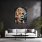 Farbiges Collage Wandbild als Blickfang im Wohnraum