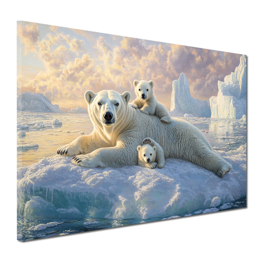 Eisbär mit Jungtieren Eis Natur Wandbild