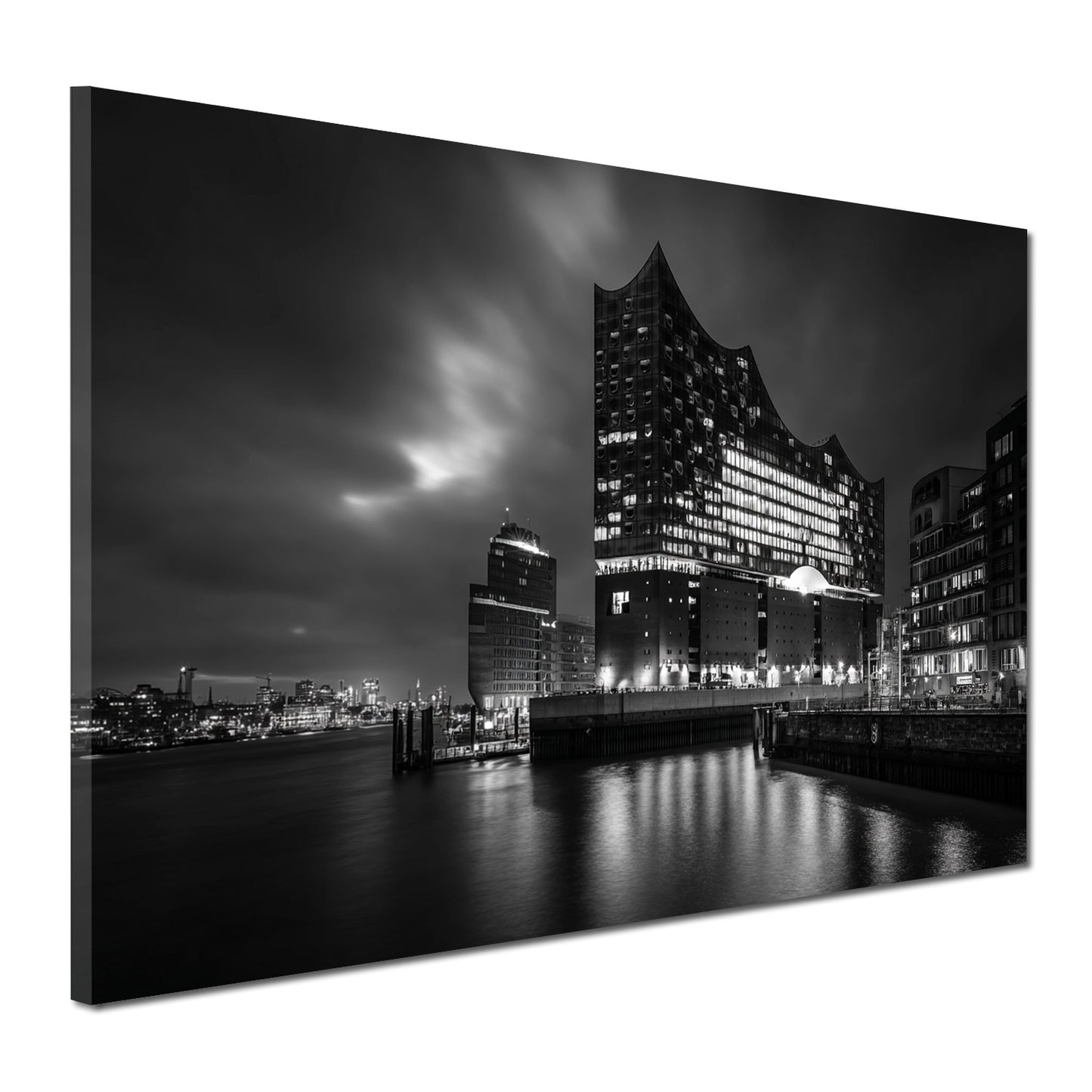 Elbphilharmonie Hamburg Skyline schwarz weiß  Architektur Wandbild