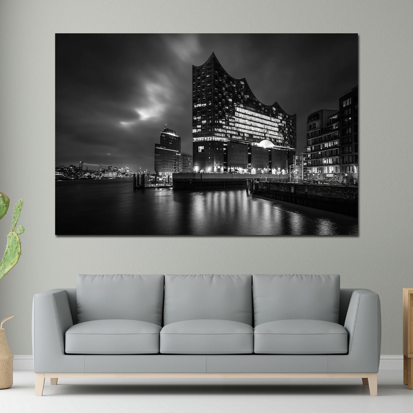 Elbphilharmonie Hamburg Skyline schwarz weiß  Architektur Wandbild